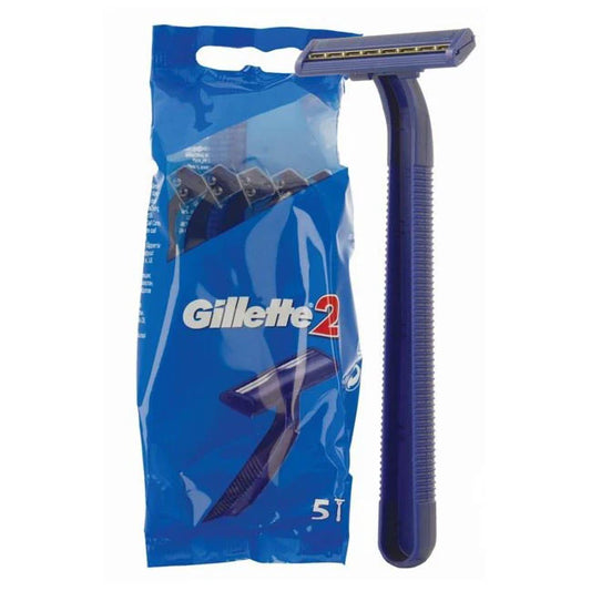 Gillette 2 Disposable Shaving Razors 5 Pack - Case of 6